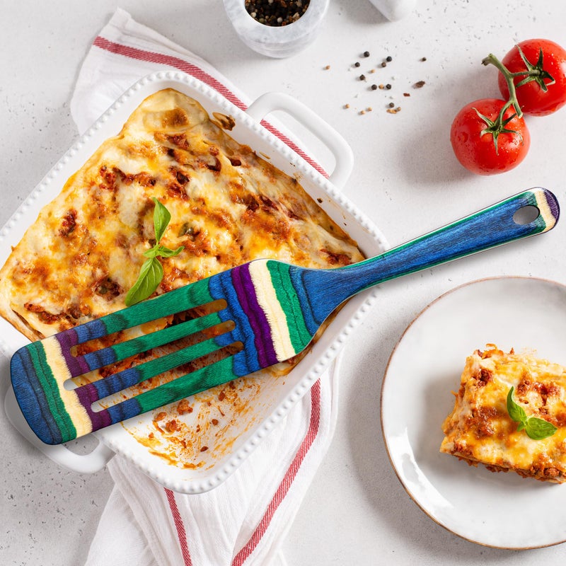 Totally Bamboo Baltique Mumbai Collection 13"" Wooden Spurtle Spatula - Colorful Birch Wood Cooking Utensil, Nonstick Safe, Versatile Stirring & Serving Tool - Image 3
